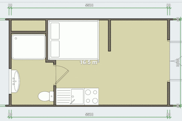 Full width bathroom plan